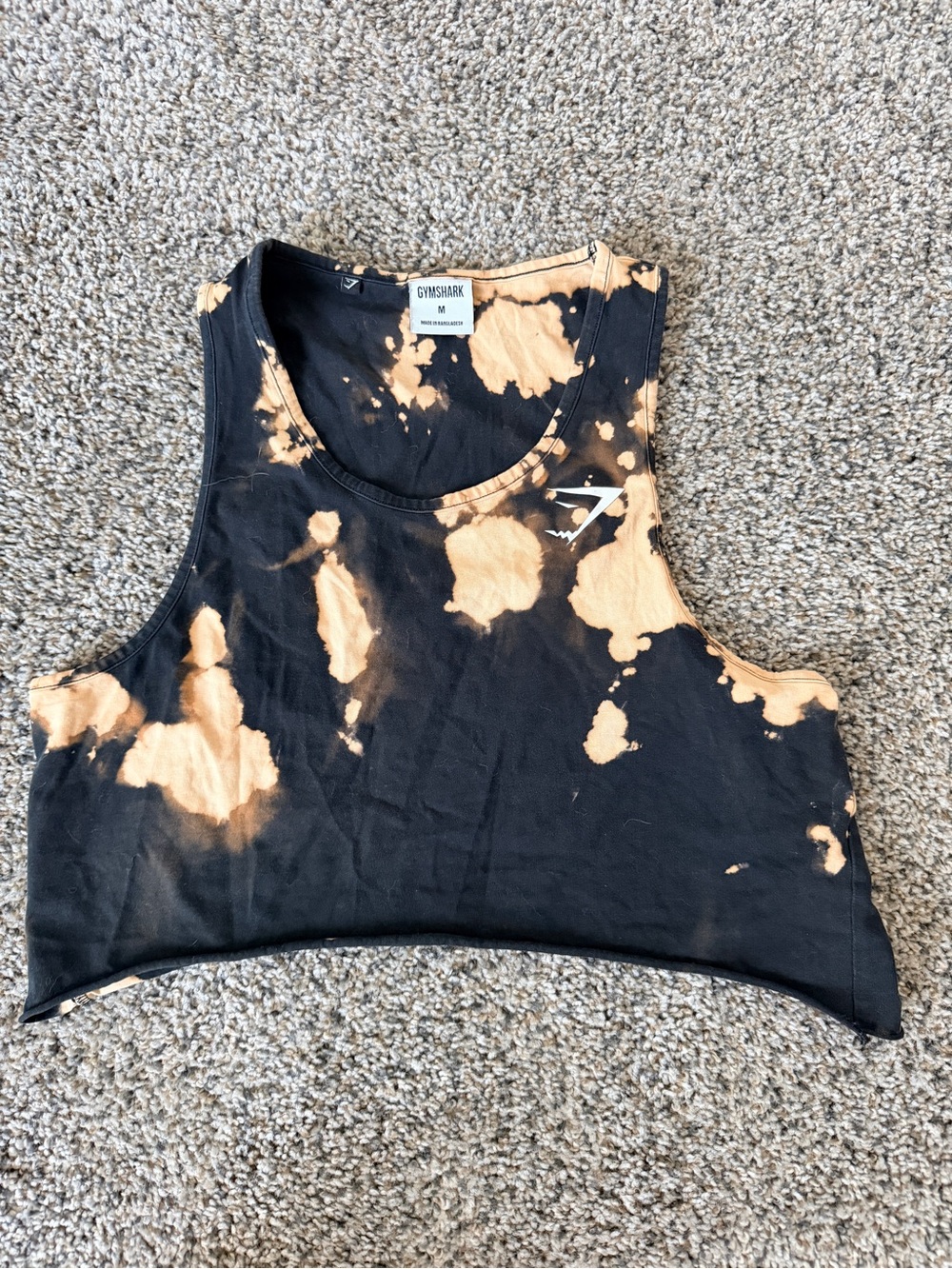 Gymshark Black & Bleach Tie-Dye Crop Tank